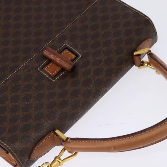 CELINE Macadam Canvas Hand Bag Pvc Leather Brown Gold - Picture 6 of 13